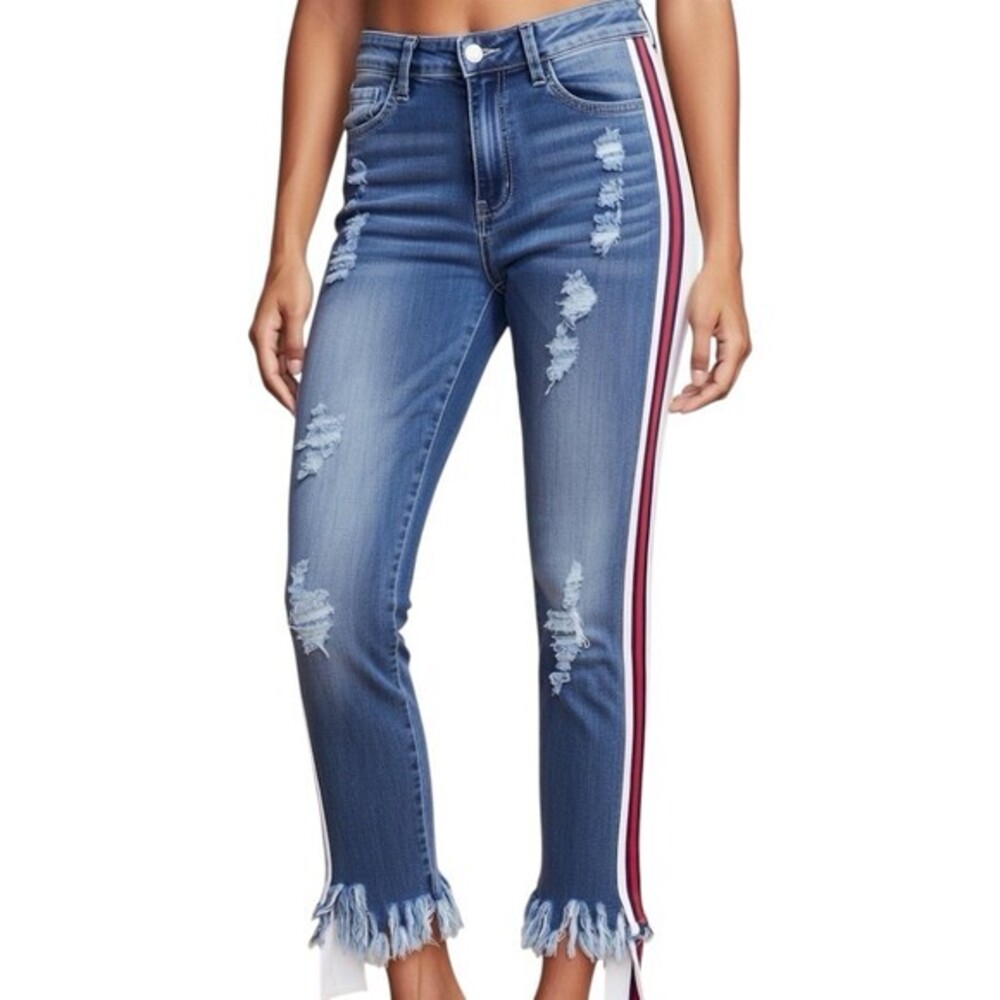 Hot & Delicious Jeans Womens Size S Blue High Rise Skinny Distressed